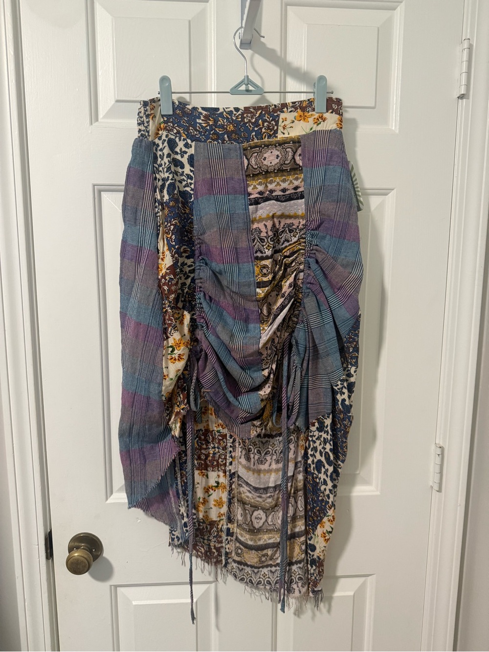 Bohemian Mixed-Print Midi Skirt in Multicolor